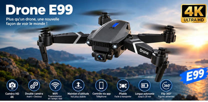 Drone Pliable 4K HD E99 - Double Caméra & Stabilisateur d'Altitude